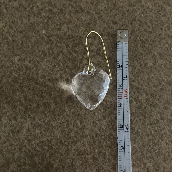 Clear Heart Shape Faceted Acrylic  Earrings, Gold Tone Hooks, Prom Graduation - Picture 4 of 4